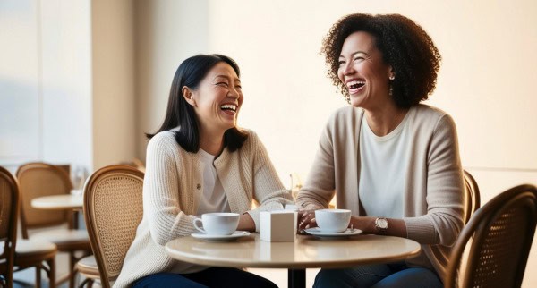 Woman Friends Talking Over Coffee